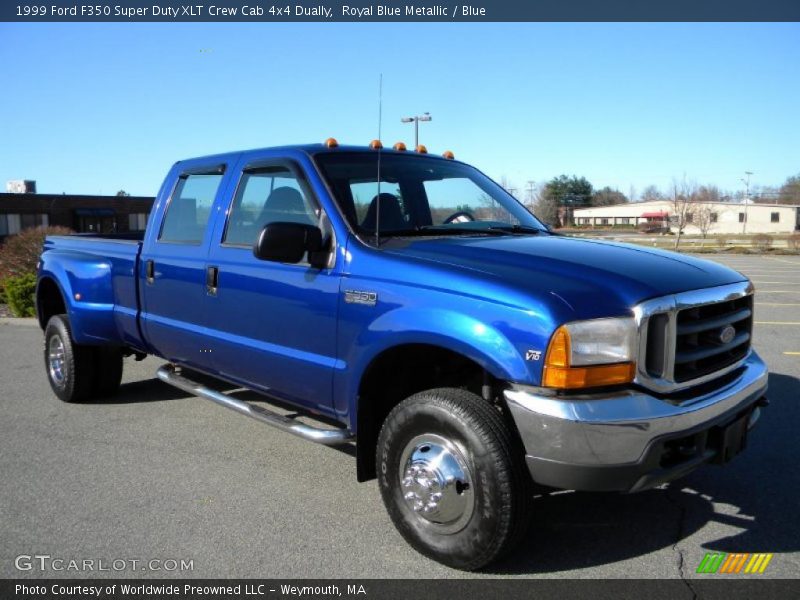 Royal Blue Metallic / Blue 1999 Ford F350 Super Duty XLT Crew Cab 4x4 Dually