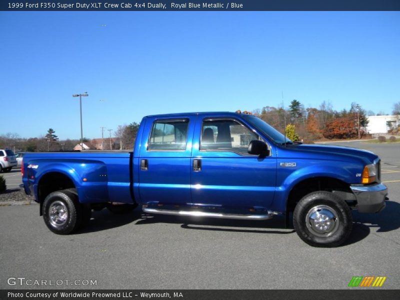 Royal Blue Metallic / Blue 1999 Ford F350 Super Duty XLT Crew Cab 4x4 Dually