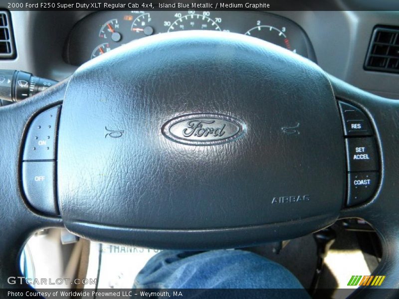 Island Blue Metallic / Medium Graphite 2000 Ford F250 Super Duty XLT Regular Cab 4x4