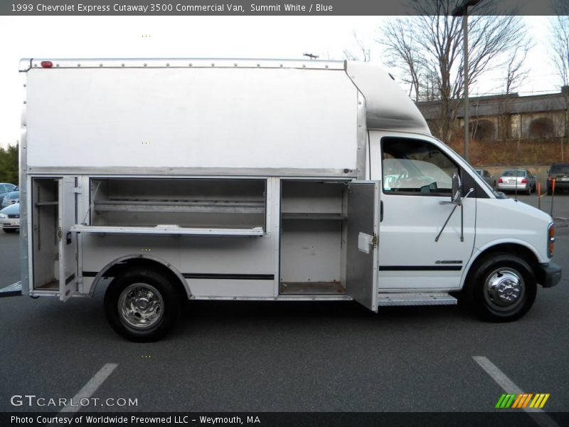 Summit White / Blue 1999 Chevrolet Express Cutaway 3500 Commercial Van
