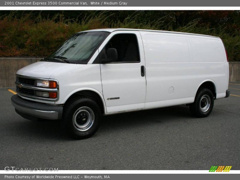 White / Medium Gray 2001 Chevrolet Express 3500 Commercial Van