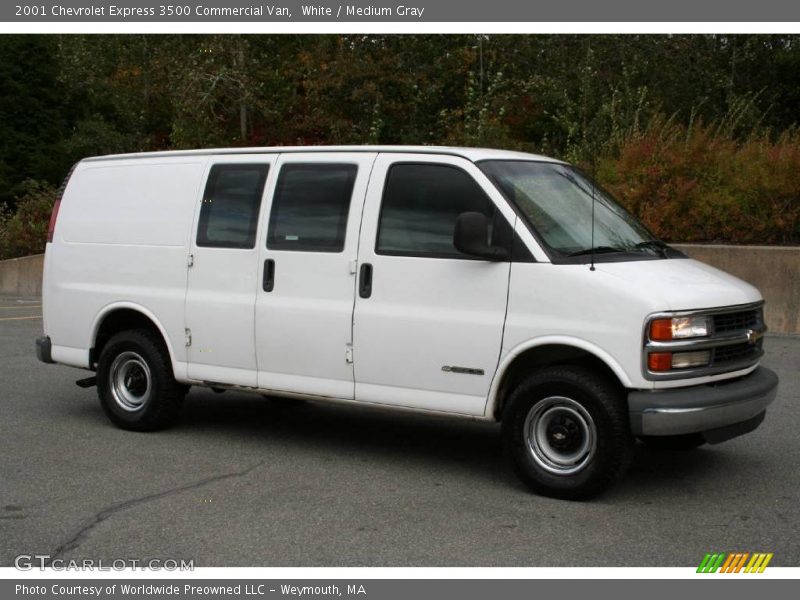 White / Medium Gray 2001 Chevrolet Express 3500 Commercial Van