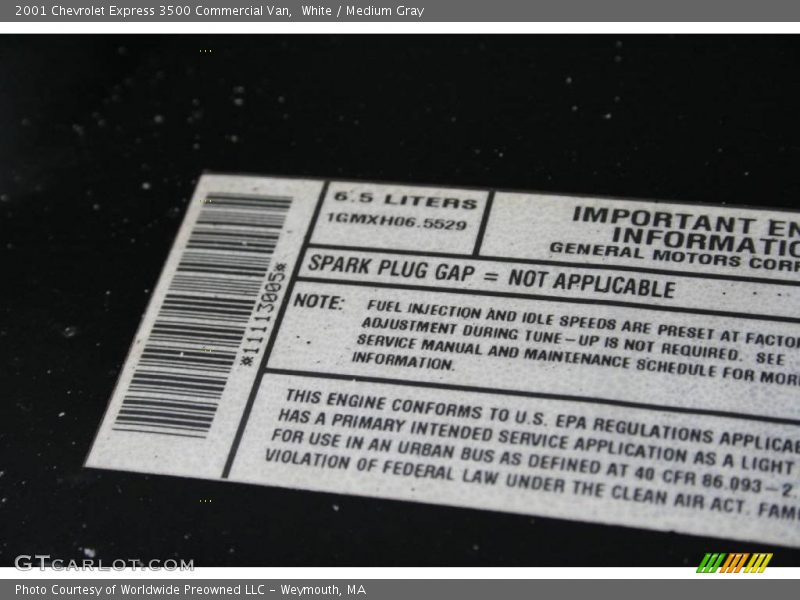 White / Medium Gray 2001 Chevrolet Express 3500 Commercial Van