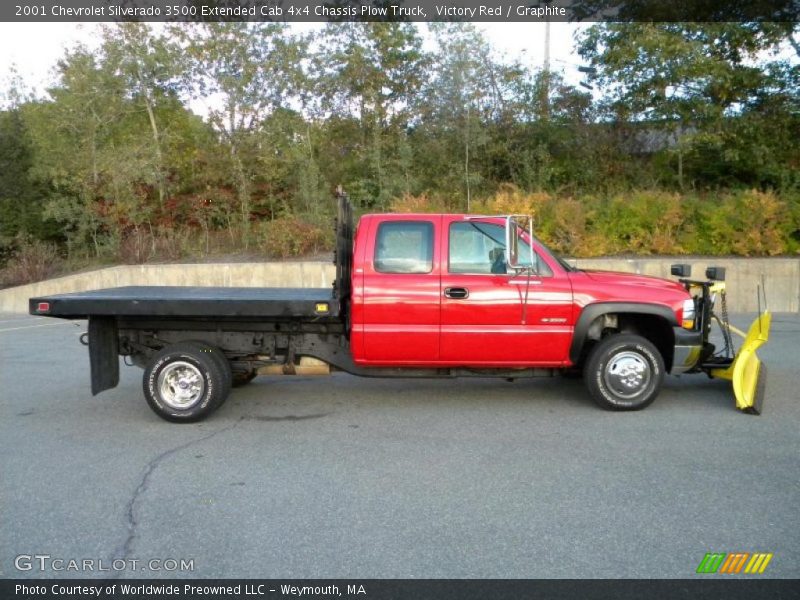 Victory Red / Graphite 2001 Chevrolet Silverado 3500 Extended Cab 4x4 Chassis Plow Truck