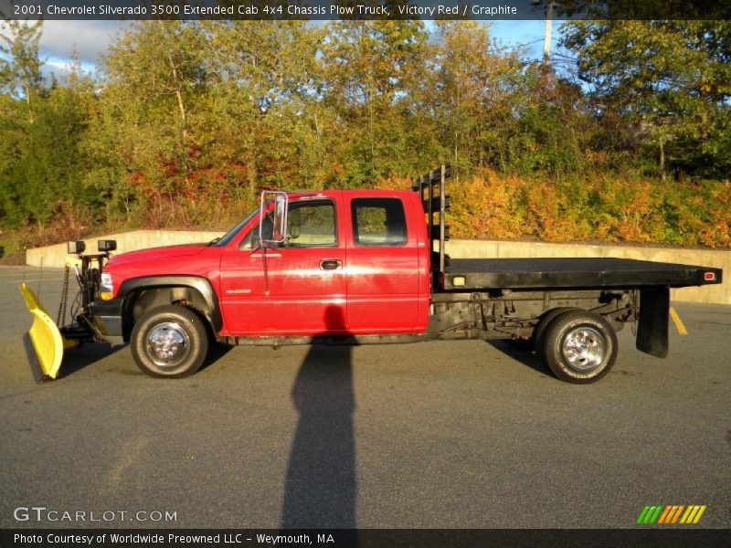 Victory Red / Graphite 2001 Chevrolet Silverado 3500 Extended Cab 4x4 Chassis Plow Truck