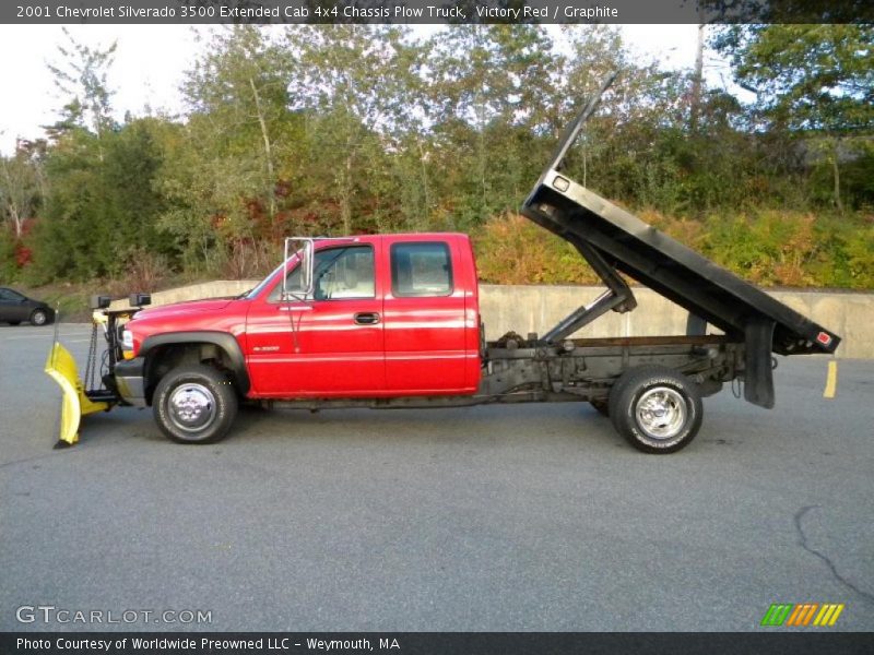 Victory Red / Graphite 2001 Chevrolet Silverado 3500 Extended Cab 4x4 Chassis Plow Truck