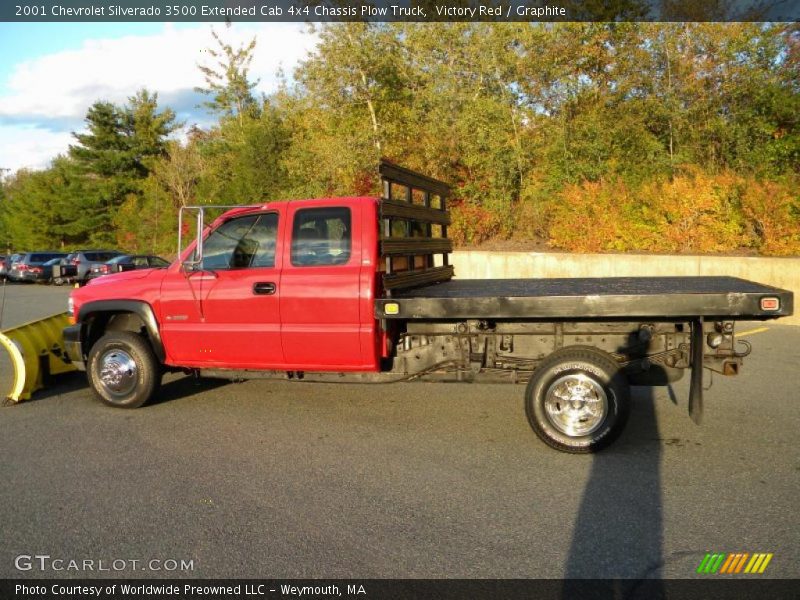 Victory Red / Graphite 2001 Chevrolet Silverado 3500 Extended Cab 4x4 Chassis Plow Truck
