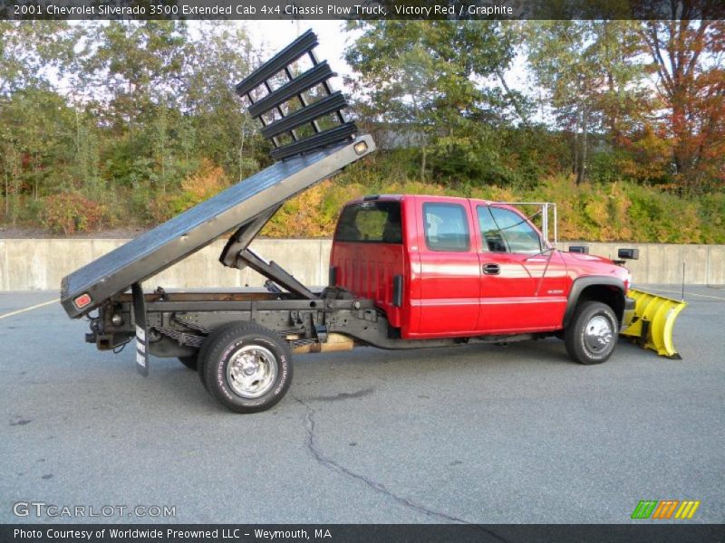 Victory Red / Graphite 2001 Chevrolet Silverado 3500 Extended Cab 4x4 Chassis Plow Truck