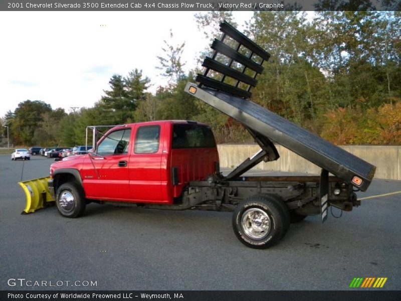 Victory Red / Graphite 2001 Chevrolet Silverado 3500 Extended Cab 4x4 Chassis Plow Truck