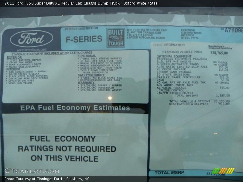 Oxford White / Steel 2011 Ford F350 Super Duty XL Regular Cab Chassis Dump Truck