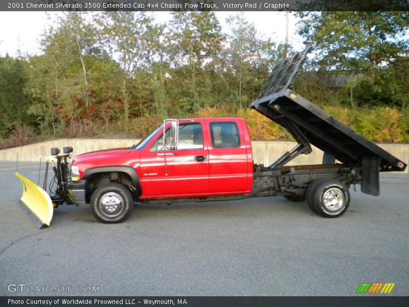 Victory Red / Graphite 2001 Chevrolet Silverado 3500 Extended Cab 4x4 Chassis Plow Truck
