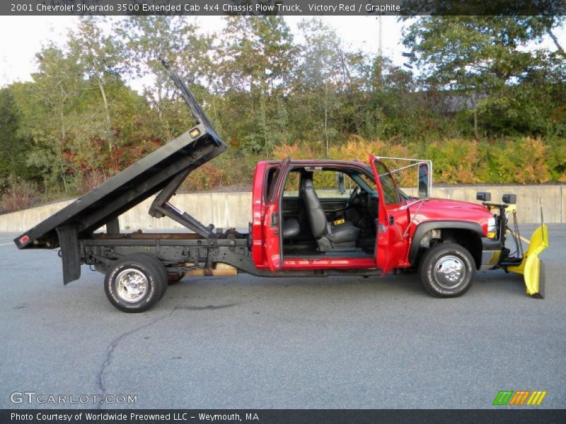 Victory Red / Graphite 2001 Chevrolet Silverado 3500 Extended Cab 4x4 Chassis Plow Truck