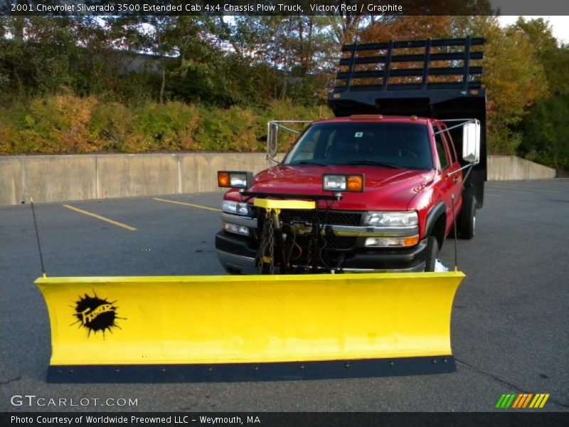Victory Red / Graphite 2001 Chevrolet Silverado 3500 Extended Cab 4x4 Chassis Plow Truck