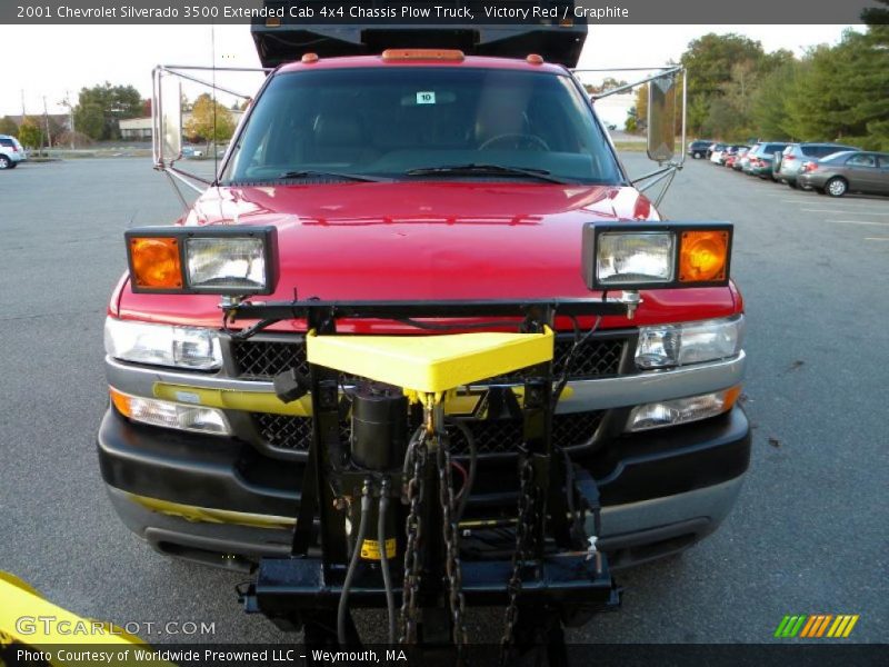 Victory Red / Graphite 2001 Chevrolet Silverado 3500 Extended Cab 4x4 Chassis Plow Truck