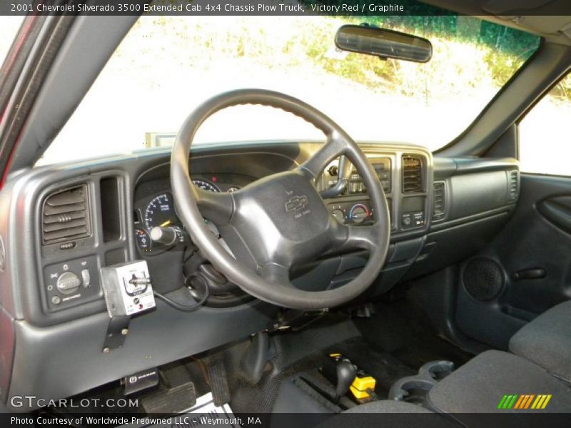 Victory Red / Graphite 2001 Chevrolet Silverado 3500 Extended Cab 4x4 Chassis Plow Truck