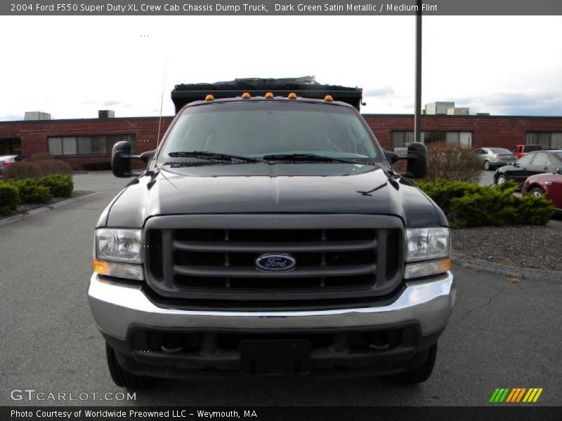 Dark Green Satin Metallic / Medium Flint 2004 Ford F550 Super Duty XL Crew Cab Chassis Dump Truck