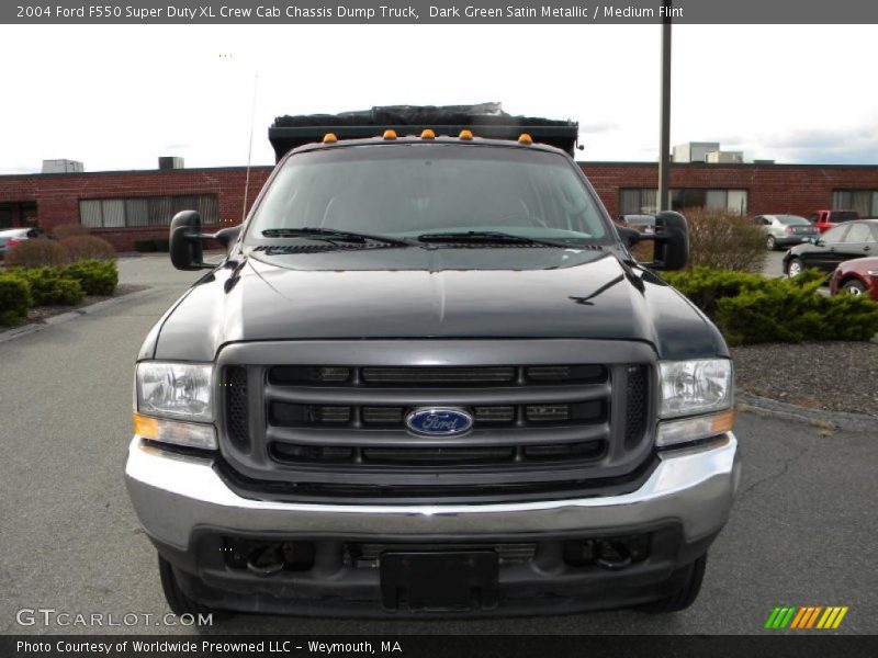 Dark Green Satin Metallic / Medium Flint 2004 Ford F550 Super Duty XL Crew Cab Chassis Dump Truck