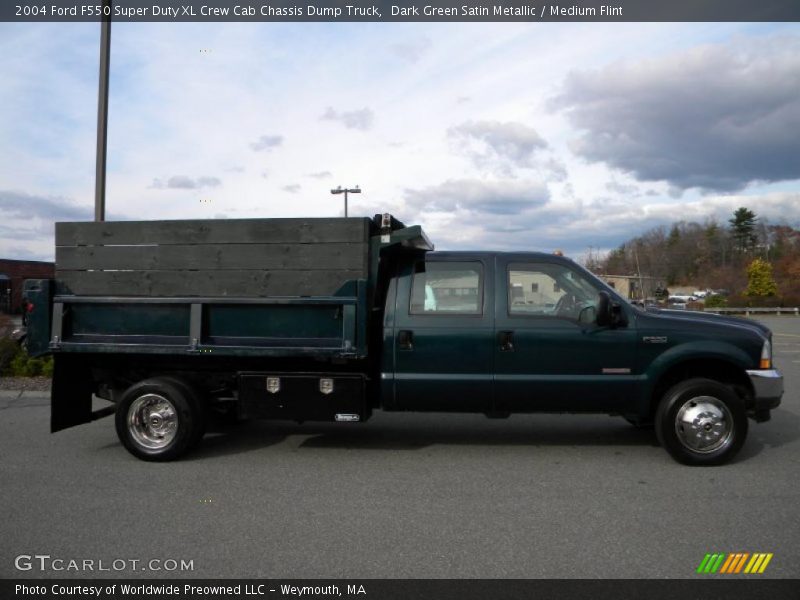 Dark Green Satin Metallic / Medium Flint 2004 Ford F550 Super Duty XL Crew Cab Chassis Dump Truck