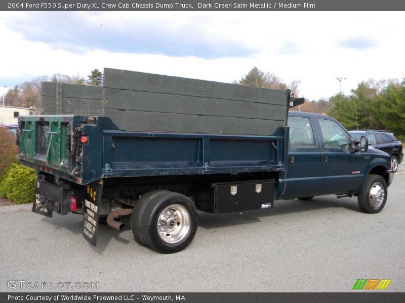 Dark Green Satin Metallic / Medium Flint 2004 Ford F550 Super Duty XL Crew Cab Chassis Dump Truck