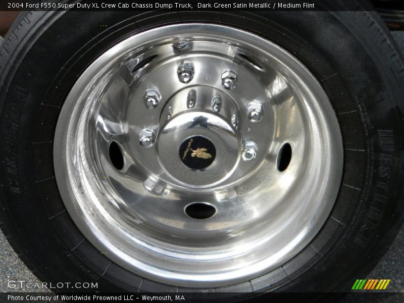 Dark Green Satin Metallic / Medium Flint 2004 Ford F550 Super Duty XL Crew Cab Chassis Dump Truck