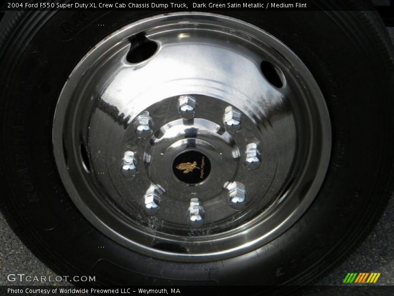 Dark Green Satin Metallic / Medium Flint 2004 Ford F550 Super Duty XL Crew Cab Chassis Dump Truck