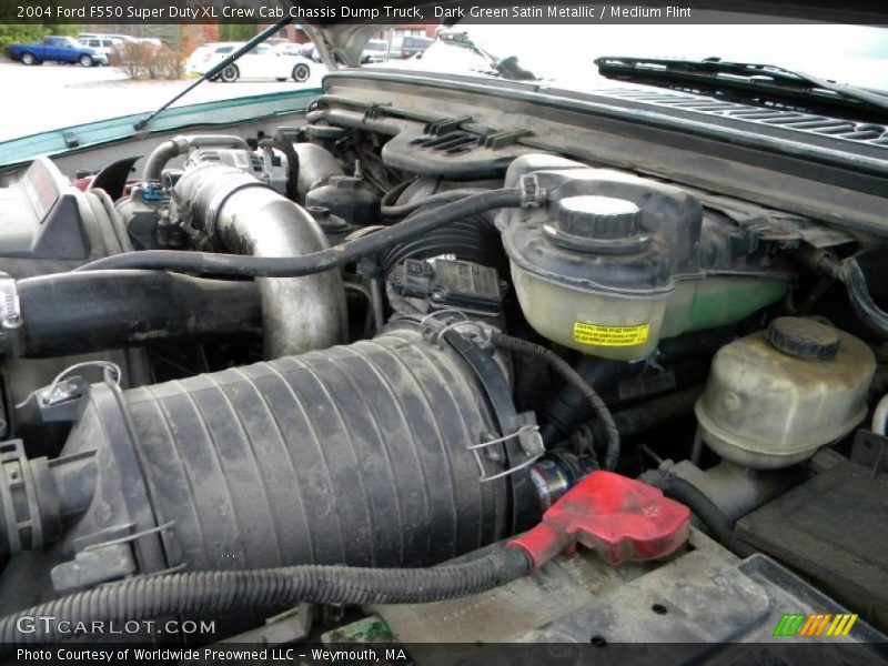 Dark Green Satin Metallic / Medium Flint 2004 Ford F550 Super Duty XL Crew Cab Chassis Dump Truck