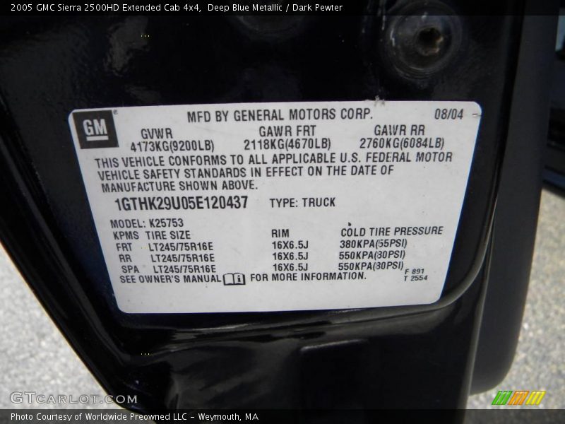 Deep Blue Metallic / Dark Pewter 2005 GMC Sierra 2500HD Extended Cab 4x4