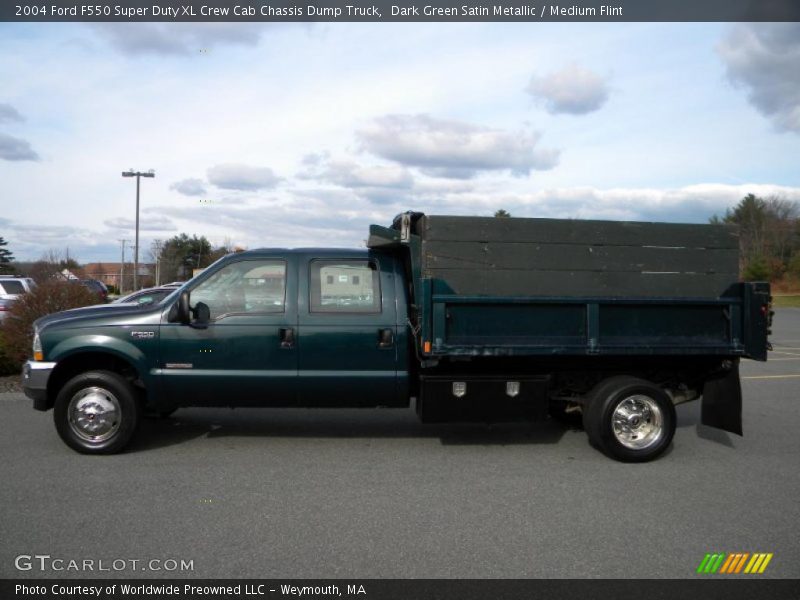 Dark Green Satin Metallic / Medium Flint 2004 Ford F550 Super Duty XL Crew Cab Chassis Dump Truck