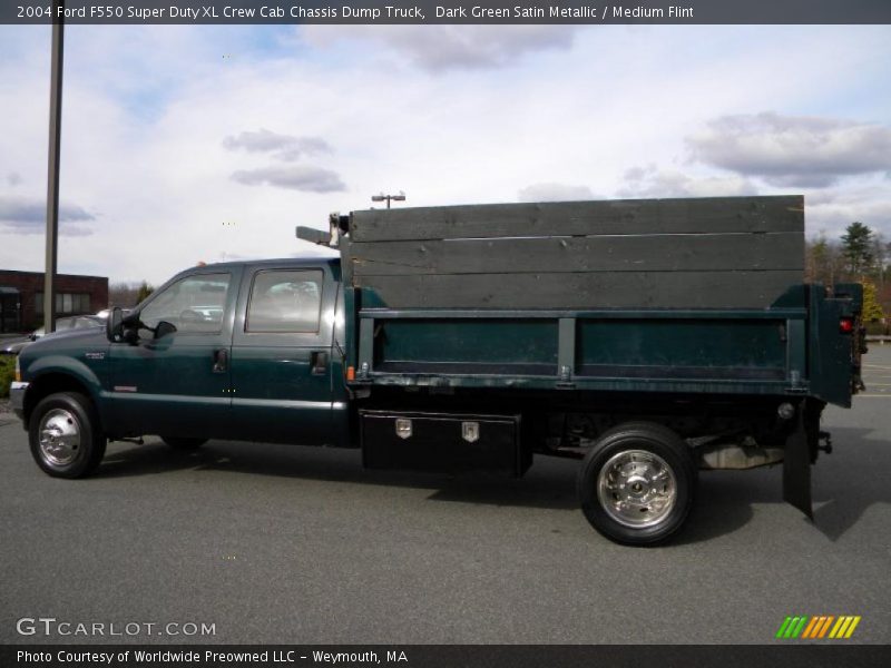 Dark Green Satin Metallic / Medium Flint 2004 Ford F550 Super Duty XL Crew Cab Chassis Dump Truck