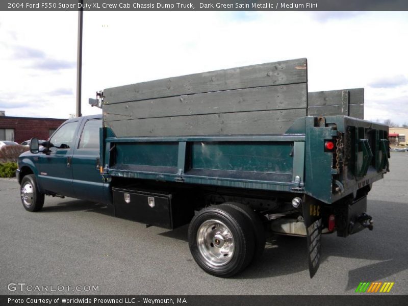 Dark Green Satin Metallic / Medium Flint 2004 Ford F550 Super Duty XL Crew Cab Chassis Dump Truck