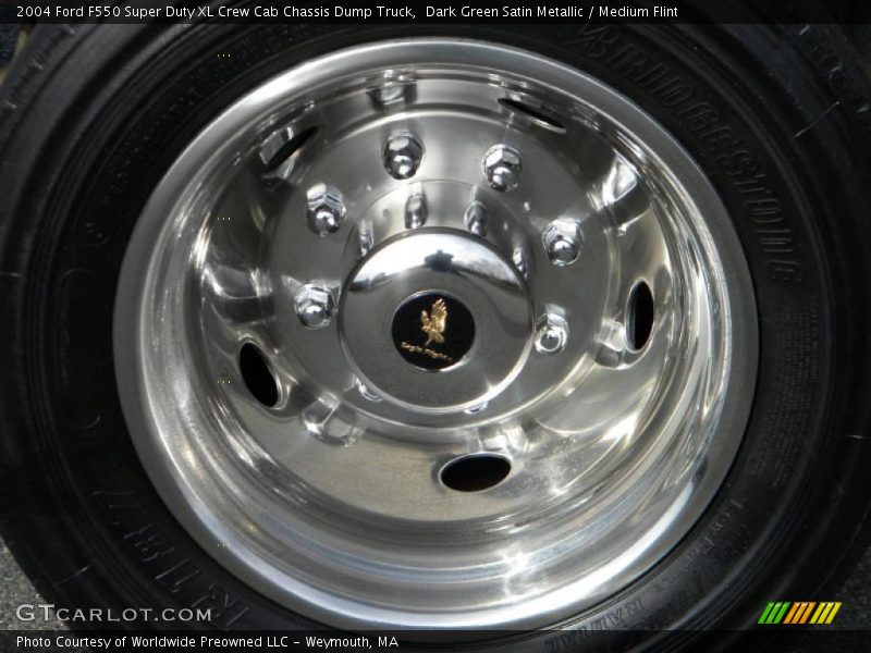 Dark Green Satin Metallic / Medium Flint 2004 Ford F550 Super Duty XL Crew Cab Chassis Dump Truck