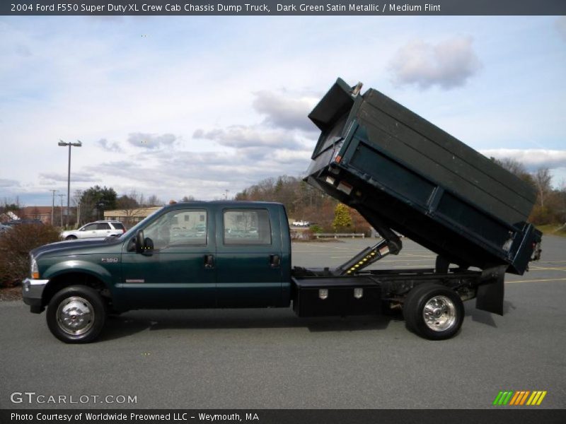 Dark Green Satin Metallic / Medium Flint 2004 Ford F550 Super Duty XL Crew Cab Chassis Dump Truck