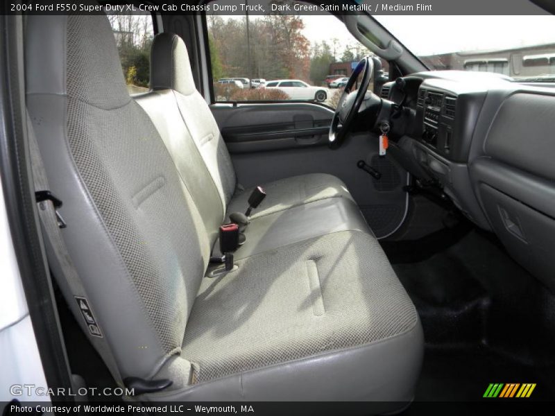 Dark Green Satin Metallic / Medium Flint 2004 Ford F550 Super Duty XL Crew Cab Chassis Dump Truck