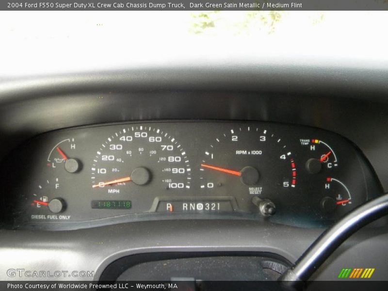 Dark Green Satin Metallic / Medium Flint 2004 Ford F550 Super Duty XL Crew Cab Chassis Dump Truck