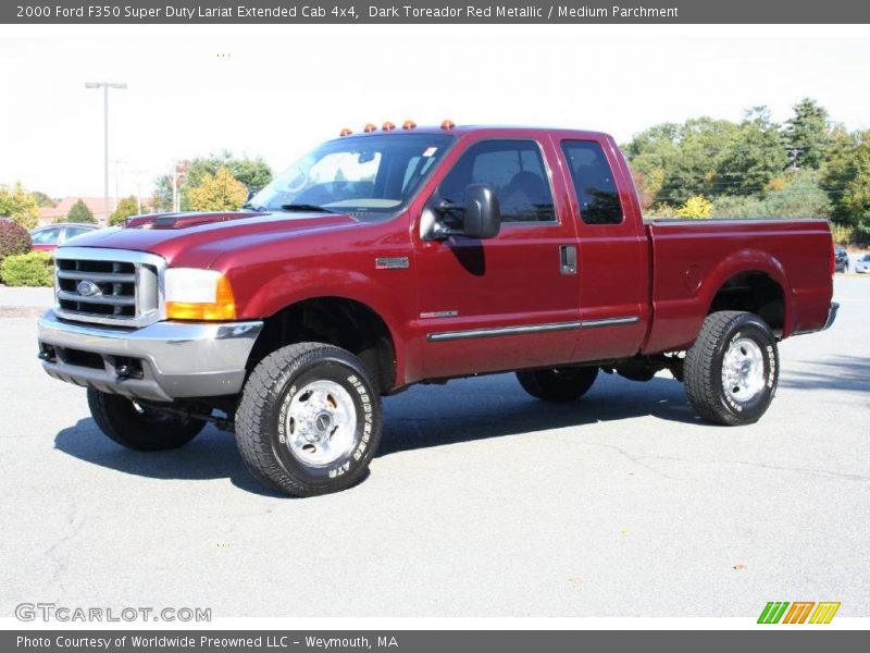 Dark Toreador Red Metallic / Medium Parchment 2000 Ford F350 Super Duty Lariat Extended Cab 4x4