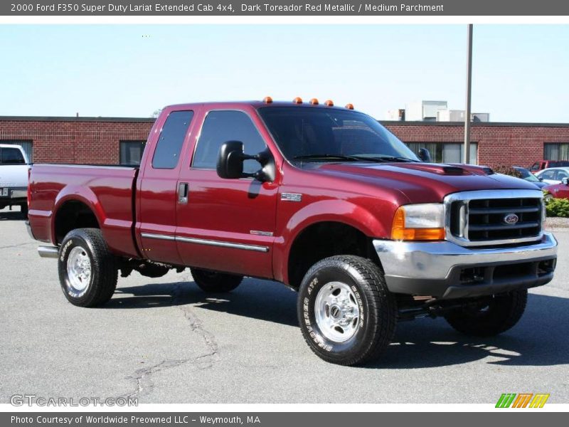 Dark Toreador Red Metallic / Medium Parchment 2000 Ford F350 Super Duty Lariat Extended Cab 4x4