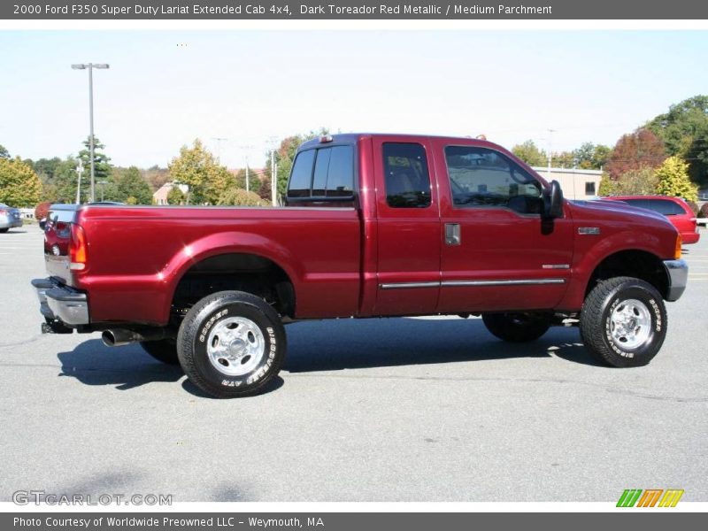 Dark Toreador Red Metallic / Medium Parchment 2000 Ford F350 Super Duty Lariat Extended Cab 4x4