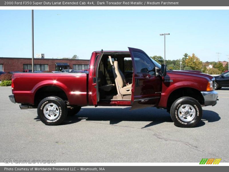 Dark Toreador Red Metallic / Medium Parchment 2000 Ford F350 Super Duty Lariat Extended Cab 4x4