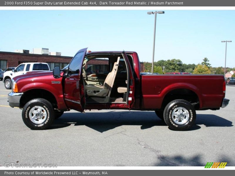 Dark Toreador Red Metallic / Medium Parchment 2000 Ford F350 Super Duty Lariat Extended Cab 4x4