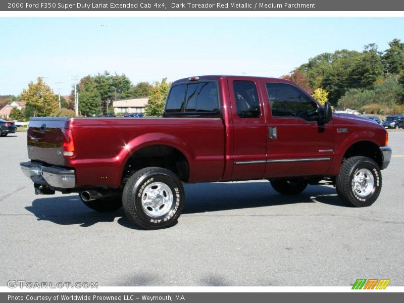 Dark Toreador Red Metallic / Medium Parchment 2000 Ford F350 Super Duty Lariat Extended Cab 4x4
