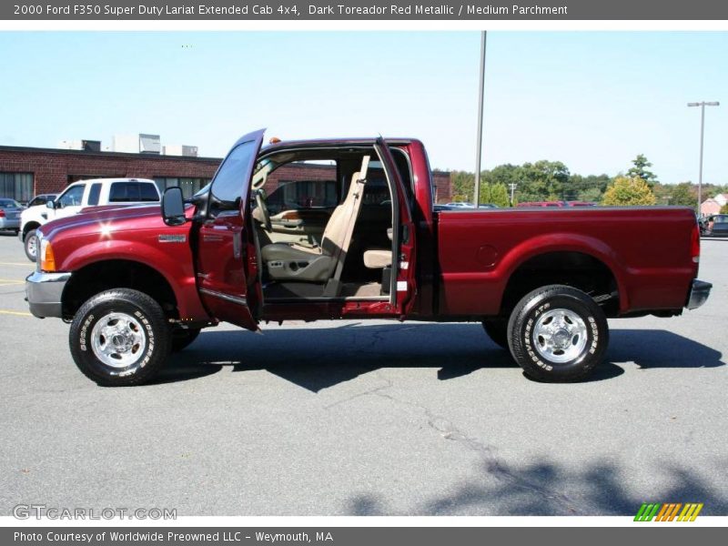 Dark Toreador Red Metallic / Medium Parchment 2000 Ford F350 Super Duty Lariat Extended Cab 4x4