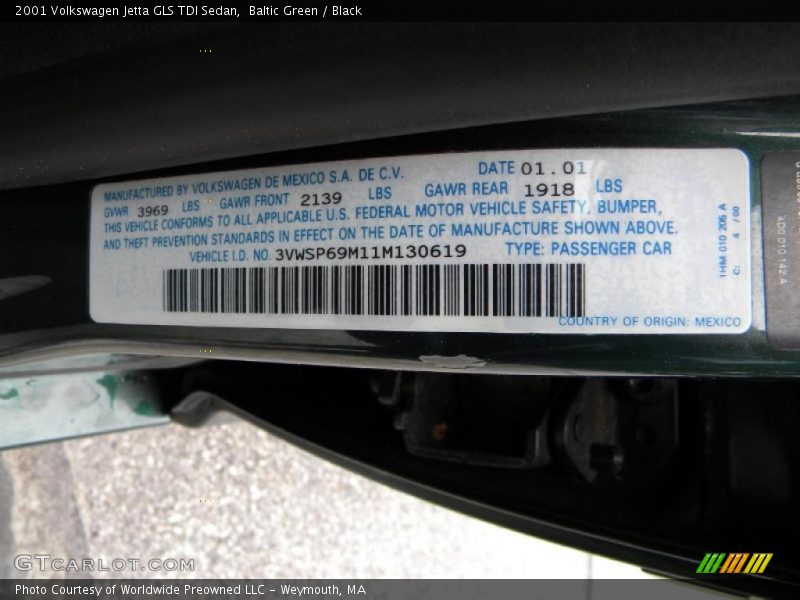 Baltic Green / Black 2001 Volkswagen Jetta GLS TDI Sedan