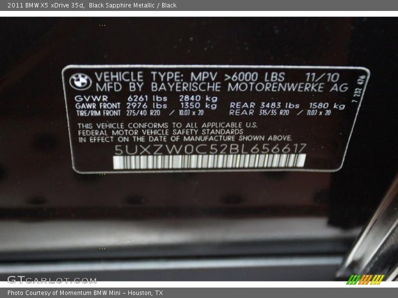 Black Sapphire Metallic / Black 2011 BMW X5 xDrive 35d