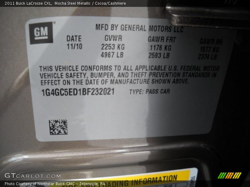 Mocha Steel Metallic / Cocoa/Cashmere 2011 Buick LaCrosse CXL