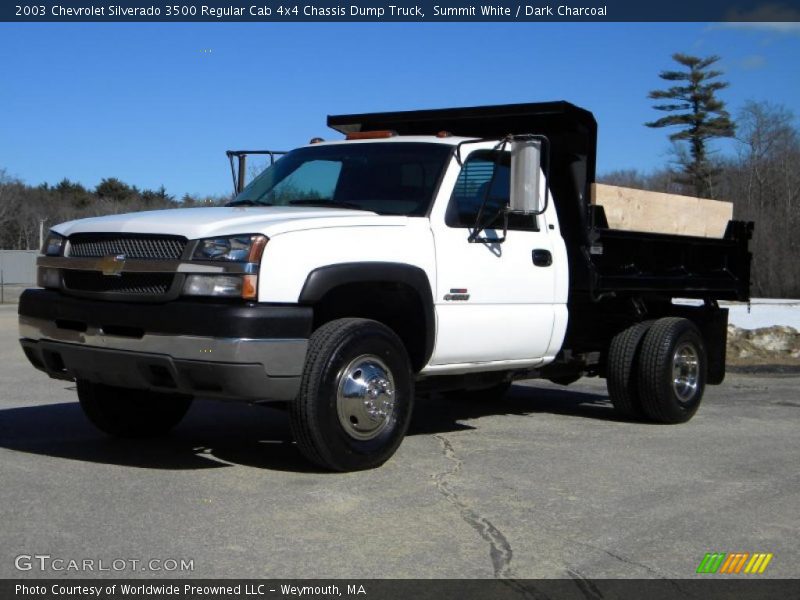  2003 Silverado 3500 Regular Cab 4x4 Chassis Dump Truck Summit White