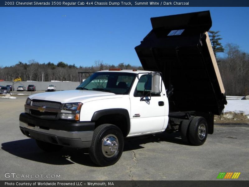 Summit White / Dark Charcoal 2003 Chevrolet Silverado 3500 Regular Cab 4x4 Chassis Dump Truck