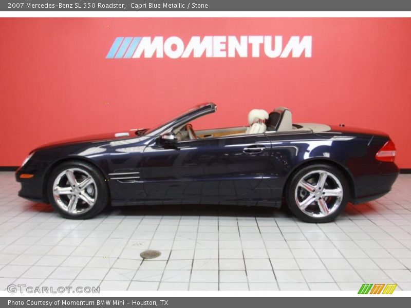 Capri Blue Metallic / Stone 2007 Mercedes-Benz SL 550 Roadster