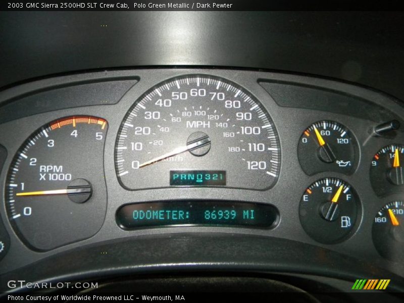 Polo Green Metallic / Dark Pewter 2003 GMC Sierra 2500HD SLT Crew Cab