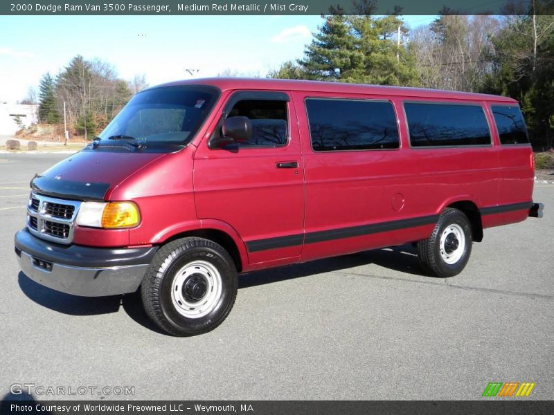 Medium Red Metallic / Mist Gray 2000 Dodge Ram Van 3500 Passenger
