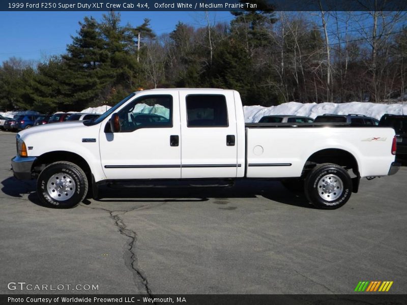 Oxford White / Medium Prairie Tan 1999 Ford F250 Super Duty XLT Crew Cab 4x4